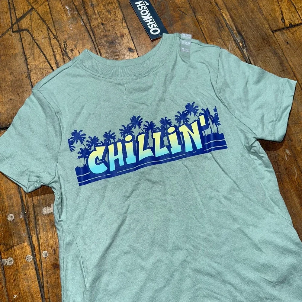 OshKosh B'gosh Tee Shirt Unisex XS(4-5) Green Short Sleeve Crew Neck‎ Graphic